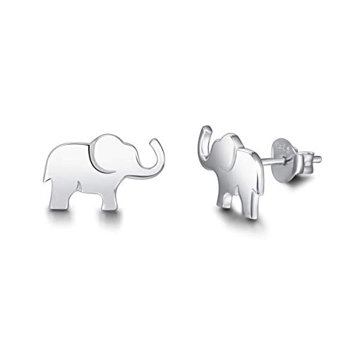 Elefant Ohrringe Ohrstecker Schmuck für Damen Mädchen Kinder 925 Sterling Silber Weiß Vergoldet - Größe: 13.2 * 8.2 mm von FANCIME