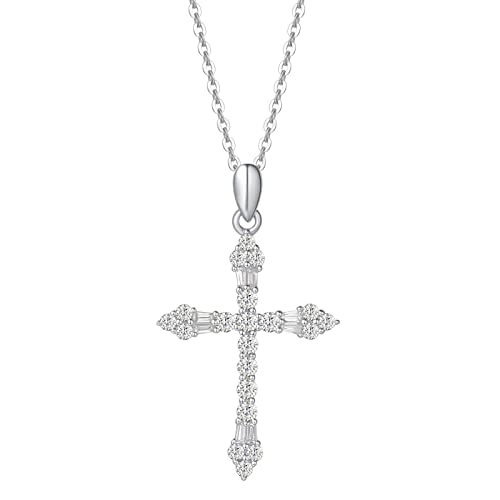 FANCIME Damen Halskette mit Gotik Kreuz Anhänger Kette aus 925 Sterling Silber mit Funkelnde Zirkonia Schmuck für Frauen Kinder - Verstellbar Kettenlänge: 40 + 5 cm von FANCIME