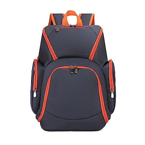 FANDARE Basketball Rucksack Fußballtasche Schulrucksack Turnbeutel Daypack Schulrucksack Schulranzen für Volleyball, Basketball, Stadion und Strand Sportbeutel Dunkelblau-Orange von FANDARE