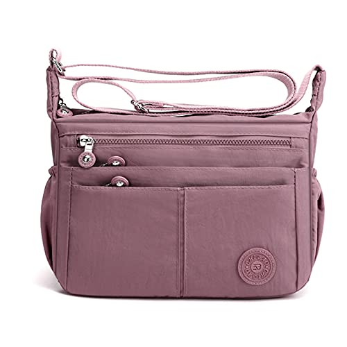 FANDARE Casual Schultertasche Damen Leichte Umhängetasche Wasserdicht Nylon für Sporttasche Arbeitstasche Reise Freizeit Crossbody Bag Rosa von FANDARE