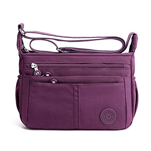 FANDARE Casual Schultertasche Damen Leichte Umhängetasche Wasserdicht Nylon für Sporttasche Arbeitstasche Reise Freizeit Crossbody Bag Violett von FANDARE