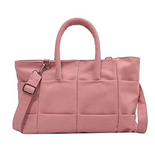 FANDARE Damen Canvas Handtasche Hobo Taschen Schultertasche Frauen Henkeltaschen Umhängetasche Tote Beutel Tragetasche für Schule Arbeit Reise Shopper Rosa von FANDARE