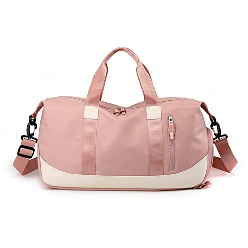 FANDARE Damen Reisetaschen Duffle Bag Nylon Sporttasche Faltbare Sporttasche Weekender Übernachtung Tasche Wasserdicht Handtasche Groß Kapazität Reisetasche für Sport Fitnessstudio Reisen Rosa von FANDARE