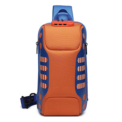 FANDARE Diebstahlsicherung Brusttasche Sling Rucksack Casual Daypacks mit USB für Herren Damen Schultertasche Umhängetasche für Outdoor Sport Wandern Radfahren Reisen Wasserdicht Polyester Orange von FANDARE