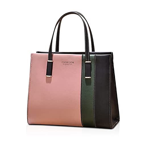 FANDARE Elegante Umhängetaschen Damen Schultertasche Verstellbare Frauen Handtasche PU Leder Wasserdicht Mittelgroß Büro Schule Einkauf Arbeitstasche Reisen Henkeltaschen Rosa von FANDARE