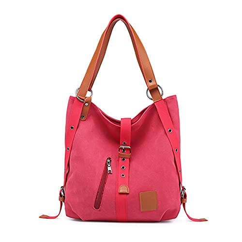 FANDARE Handtasche Damen Umhängetaschen Canvas Schultertasche Rucksack Strandtasche Schultertasche für Mädchen Frauen Alltag Büro Schule Ausflug Shopper Hobo Tasche Rosa von FANDARE