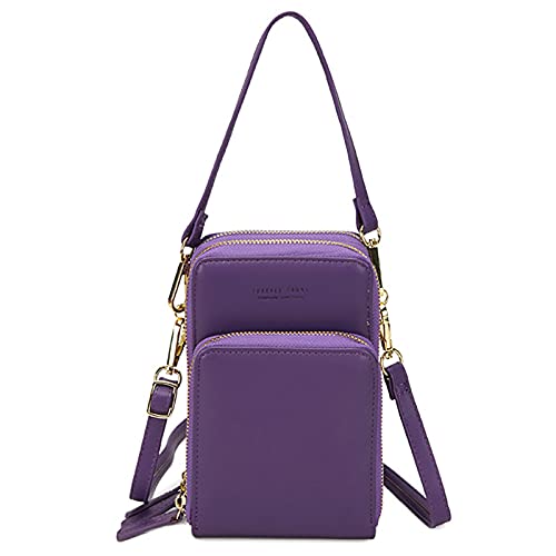 FANDARE Handy Umhängetasche Frauen Crossbody Tasche Schultertasche Damen Handy-Brieftasche Klein Handtasche Reisepass Handytasche Mädchen Schule Reise Unterarmtasche Wasserdicht PU Leder Lila von FANDARE