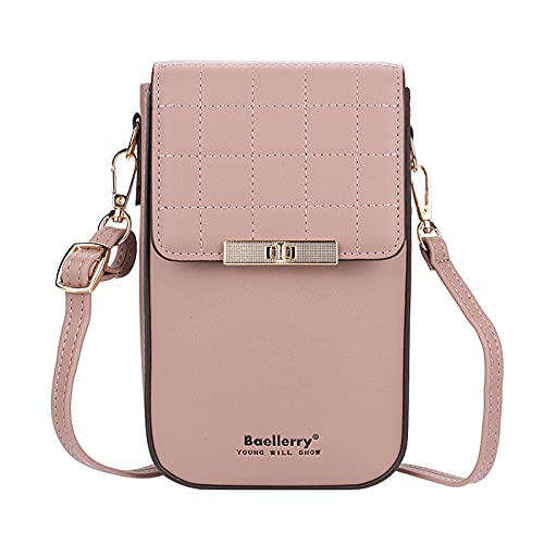 FANDARE Handy Umhängetasche Leder Frauen Brieftasche Schultertasche Handytasche Geldbörse Damen Geldbörse Reisepass Handytasche für Mädchen Einkaufen Schule Reise Phone Crossbody Bag Lila von FANDARE