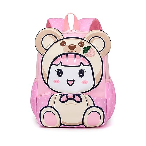 FANDARE Kinderrucksack Schulranzen Mädchen Junge Schulrucksack Kinder Rucksack Büchertaschen Schultertasche Kindertasche Kindergarten-Rucksack mit Reflektierender Streifen Reisen Daypacks Rosa von FANDARE