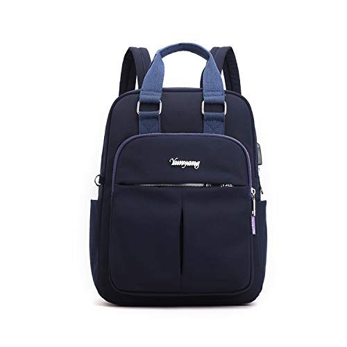 FANDARE Laptop Rucksäcke Schulrucksack Damen Schultasche Mädchen Schulranzen mit USB Reise Tagesrucksack Teenager Daypacks für Uni Büro Alltag Freizeit Campus Wandern Dauerhaft Nylon Dunkelblau von FANDARE