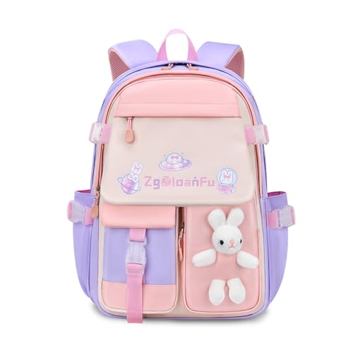 FANDARE Niedlich Kinderrucksack Kinder Rucksack Schulranzen Mädchen Junge Schulrucksack Büchertaschen Wasserdicht Leichtgewicht Schulranzen Schultertasche für Outdoor Reisen Schule DaypacksLila A von FANDARE