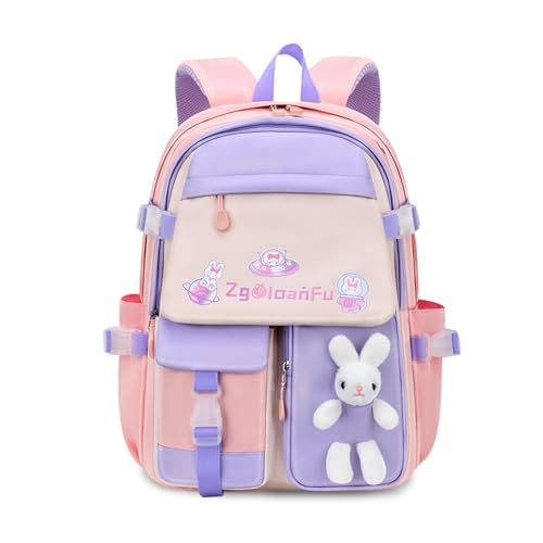 FANDARE Niedlich Kinderrucksack Kinder Rucksack Schulranzen Mädchen Junge Schulrucksack Büchertaschen Wasserdicht Leichtgewicht Schulranzen Schultertasche für Outdoor Reisen Schule DaypacksRosa A von FANDARE