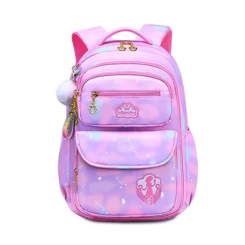 FANDARE Niedlich Kinderrucksack Schulranzen Mädchen Junge Schulrucksack Büchertaschen Rucksack Hochschule Schultertasche mit Kühlschrank-Fronttasche für Outdoor Reisen Schule Daypacks Lila von FANDARE