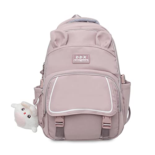 FANDARE Niedlich Schulranzen Mädchen Hochschule Rucksack Junge Schulrucksack Schultertaschen Laptop Schultertasche für Uni Reisen Freizeit Schule Büro Daypacks mit Plüsch-AccessoiresHelles Lila von FANDARE