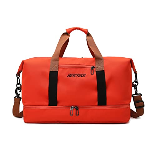 FANDARE Reisetaschen Handgepäck Duffel Tasche Sporttasche Übernachtung Sporttasche Tote Handtasche Damen Herren Weekender Tasche Kliniktasche Schwimmtasche Trainingstasche mit Schuhfach Orange von FANDARE