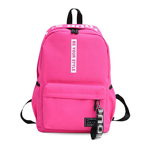 FANDARE Rucksäcke Schulrucksack Jungs Mädchen Schulranzen Teenager Schultasche für Herren Damen Schule Ranzen Reise Camping Casual Daypacks Polyester Dunkel Rosa von FANDARE