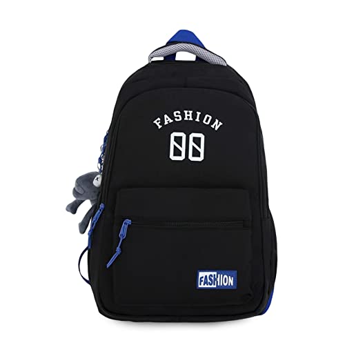 FANDARE Schulranzen Mädchen Rucksack Junge Schulrucksack Schultertaschen Herren Damen Laptop Schultertasche für Uni Reisen Freizeit Schule Büro Daypacks mit Plüsch-Accessoires Schwarz von FANDARE