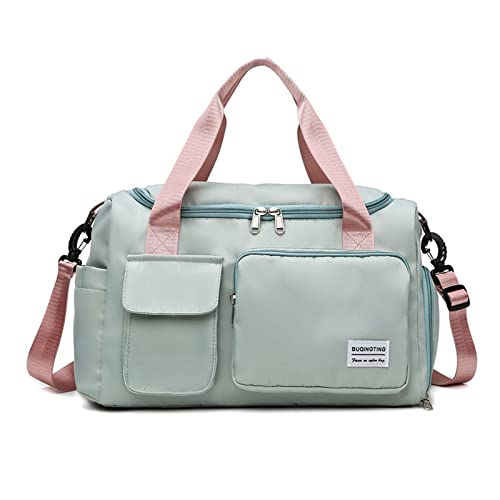 FANDARE Ultraleicht Sporttasche Reisetaschen Handgepäck Übernachtung Sporttasche Handtasche Damen Herren Weekender Kliniktasche Trainingstasche mit Schuhfach & Nassfach - Tasche Grün Rosa von FANDARE