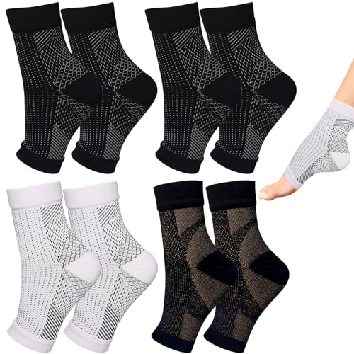 4 Paare Orthopädische Kompressionssocken,Orthoback Socken Kompressionsstrümpfe Damen Und Herren,Kompressionssocken Damen, Kompressions-Socken,Neuropathische Nano-Socken (L/XL) von FANGCCC