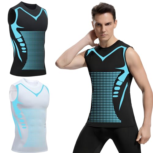 2024 New Version Ionic Shaping Vest, 2 Stück Ionic Shaping Herren Komfortables und Atmungsaktives EIS-Seiden-Gewebe für Männer (DE/NL/SE/PL, Alphanumerisch, 3XL, Regular, Regular, Schwarz und Weiß) von FANGCCC