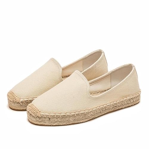 FANSU Espadrilles für Damen, Sommer Geflochten Leinen Espadrilles Damen Casual Slip-on Canvas Schuhe, Bequem & Atmungsaktiv Espadrille von FANSU