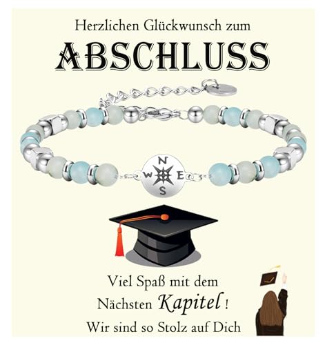 FAOMZQ Abschluss Geschenk, Armband Schulabschluss Geschenk, Abitur Geschenke für Mädchen Tochter Enkelin Nichte Freundin Schwester zum Abschluss, Grün von FAOMZQ