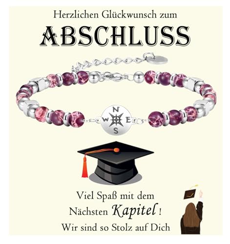 FAOMZQ Abschluss Geschenk, Armband Schulabschluss Geschenk, Abitur Geschenke für Mädchen Tochter Enkelin Nichte Freundin Schwester zum Abschluss, Lila von FAOMZQ