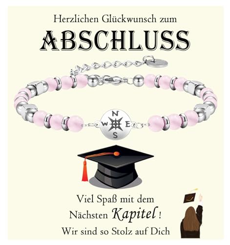 FAOMZQ Abschluss Geschenk, Armband Schulabschluss Geschenk, Abitur Geschenke für Mädchen Tochter Enkelin Nichte Freundin Schwester zum Abschluss, Rosa von FAOMZQ