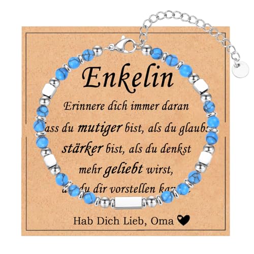 FAOMZQ Geschenk für Enkelin, Enkelin Armband Geschenke von Oma, An Meine Enkelin Geschenke zum Geburtstag Abschluss Einschulung Weihnachten, Blau von FAOMZQ