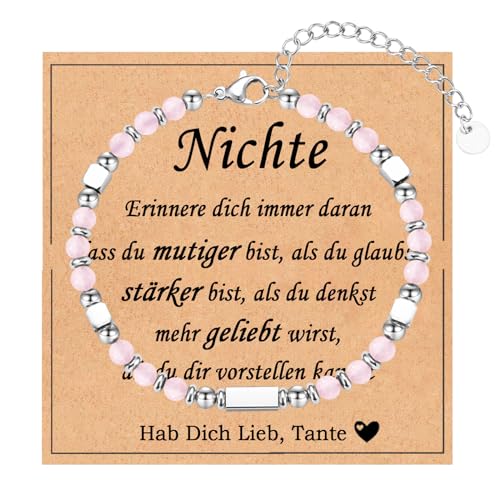 FAOMZQ Geschenk für Nichte, Nichte Armband Geschenke von Tante, An Meine Nichte Geschenke zum Geburtstag Abschluss Einschulung Weihnachten, Rosa von FAOMZQ