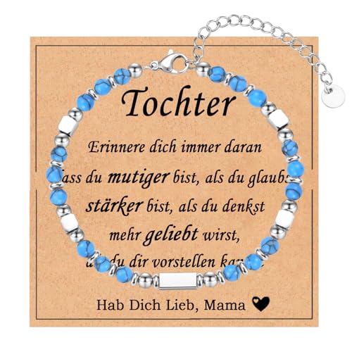 FAOMZQ Geschenk für Tochter, Tochter Armband Geschenke von Mama, An Meine Tochter Geschenke zum Geburtstag Abschluss Einschulung Weihnachten, Blau von FAOMZQ