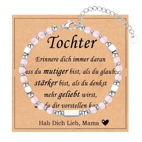 FAOMZQ Geschenk für Tochter, Tochter Armband Geschenke von Mama, An Meine Tochter Geschenke zum Geburtstag Abschluss Einschulung Weihnachten, Rosa von FAOMZQ