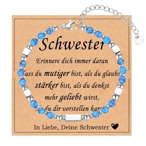 FAOMZQ Schwester Geschenk, Schwester Armband Geschenke, An Meine Schwester Geschenke zum Geburtstag Abschluss Einschulung Weihnachten, Blau von FAOMZQ