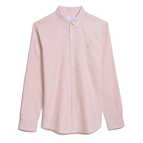 Farah Herren Brewer Slim Fit Baumwoll-Oxford Hemd, Rose, XL von Farah