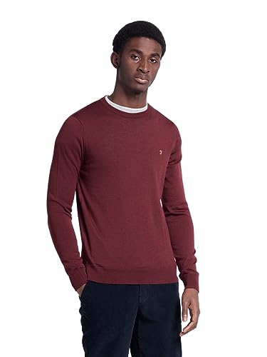 Farah Herren Rundhalsausschnitt aus Mullenwolle Pullover, 930 Burgundy, Medium von Farah