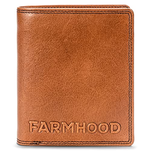FARMHOOD Memphis Damen/Herren Leder Geldbörse | großes Portemonnaie mit 8 Kreditkartenfächer und einem Münzfach | 11 cm großer Geldbeutel mit RFID-Schutz und Einer Klappe von FARMHOOD
