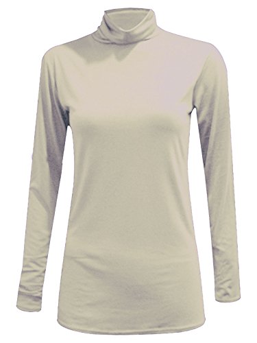 Damen-Rollkragenpullover, langärmelig, Top, Sweatshirt, Größe 36-54 Gr. 26, cremefarben von FASHION FAIRIES