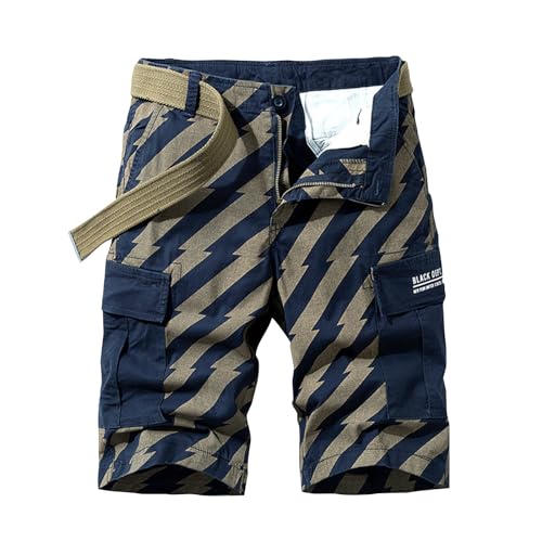 FASLOLSDP Cargo Shorts Herren Sommer Karierter Kurze Hosen Button Down Shorts Multi Taschen Elastischer Sporthose Casual Regulär Fit Atmungsaktive Cargohose Freizeithose Laufshorts von FASLOLSDP