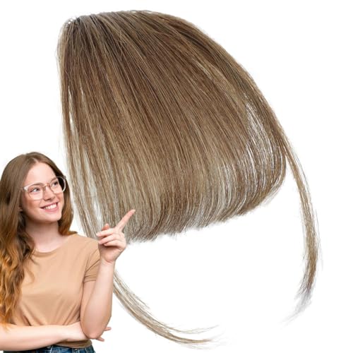 Clip-on-Pony-Echthaar, Clip-in-Pony-Echthaar, Französische Pony-Clip-on-Haar-Pony-Erweiterungen, Naturfarbene Fransen-Haarteile, stilvolle Haarverlängerung mit ordentlichem Pony für Mädchen und von FASSME