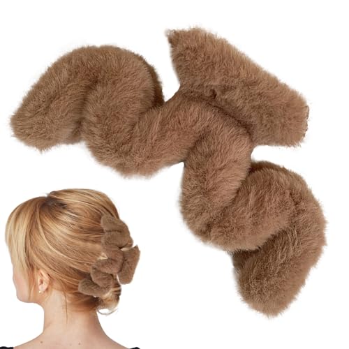 Flauschige Haarspangen | Plüsch-Klauenklammern in Wellenform - Große Klammerklammer, Haarschmuck für dickes langes Haar, große Haarspange für Frauen und Mädchen für den täglichen ebrauch von FASSME