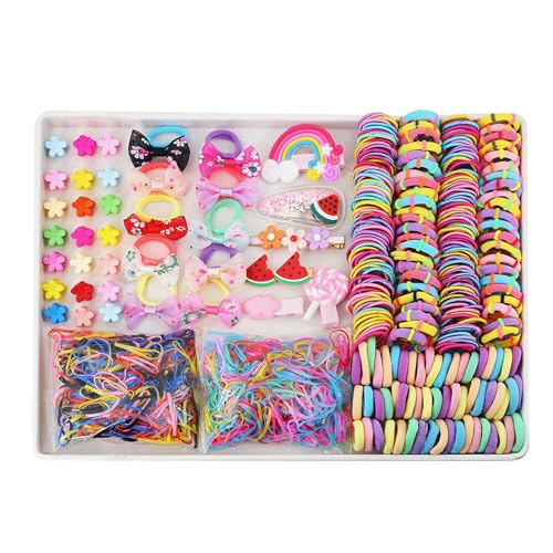 Haar-Accessoires für Mädchen, buntes Haarspangen-Set, elastisches Haarband, Pferdeschwanz, Haarspange, Gummiband, mehrfarbiges Haarband, modisches Haarschwanz-Werkzeug für Partys, Geburtstage, von FASSME