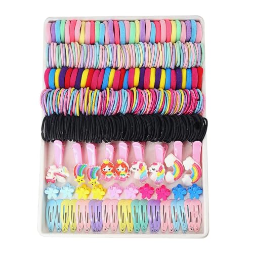 Haar-Accessoires für Mädchen, buntes Haarspangen-Set, elastisches Haarband, Pferdeschwanz, Haarspange, Gummiband, mehrfarbiges Haarband, modisches Haarschwanz-Werkzeug für Partys, Geburtstage, von FASSME