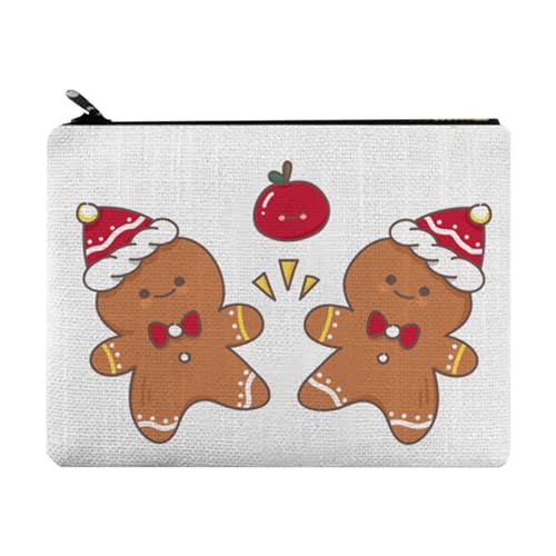 Reise-Kosmetiktasche, Reisetasche, Canvas-Tasche für Weihnachten, Make-up-Organizer, Kulturbeutel, Kosmetiktasche mit Reißverschluss für tragbare Kosmetik-Toilettenartikel Cookie Man, 1 von FASSME