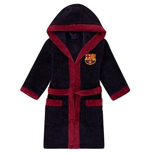 FC Barcelona - Jungen Fleece-Bademantel mit Kapuze - Offizielles Merchandise - Geschenk für Fußballfans - Dunkelblau - 5-6 Jahre von Barcelona