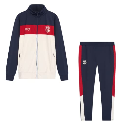 Barcelona FC Tracksuit Blau/Beige 22/23 - Size 116/6 Jähre - Trainingsanzuge für Kinder - Langarm Barca Trainingsjacke und Jogginghose - Jacke und Hose für Fussball Training - Barca Tracksuit von Barcelona