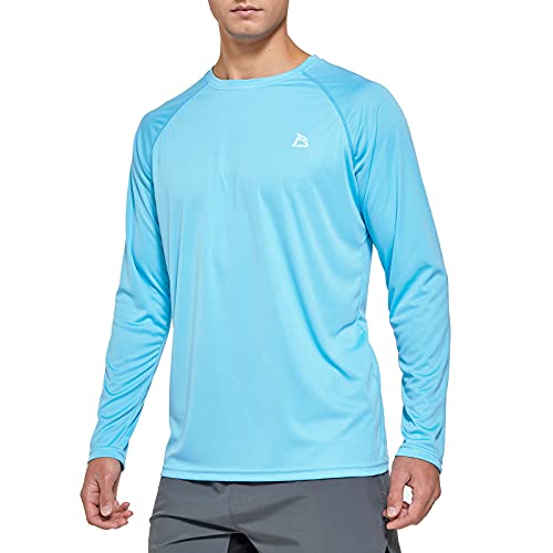 FEDTOSING Herren Sonnenschutz UPF 50+ UV/SPF Langarm T Shirt Outdoor Rashguard Shirts zum Laufen, Angeln, Wandern Blue L von FEDTOSING