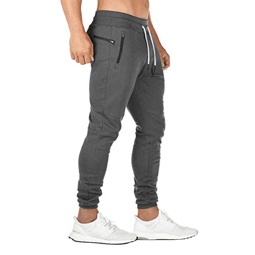 FEDTOSING Jogginghose Herren Fitness Spotshose Slim Fit Trainingshose Sweatpants Chino Baumwolle Taschen(Grau S) von FEDTOSING