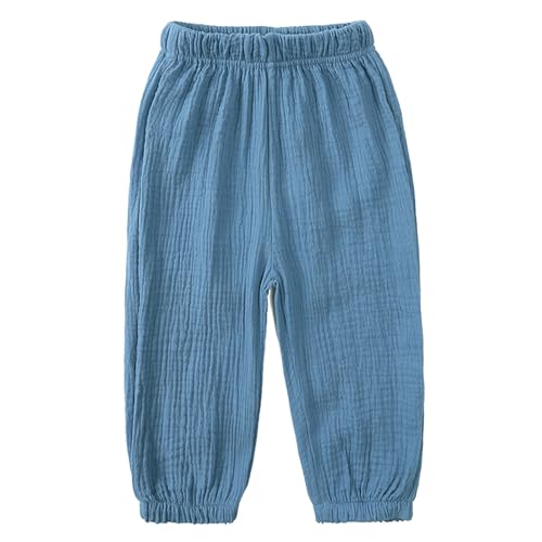 FEESHOW Baby Mädchen Jungen Pumphose Dünne Sommerhose Lockere Lässige Jogging Sporthose für Kleinkind Kinder Blau 98-104 von FEESHOW