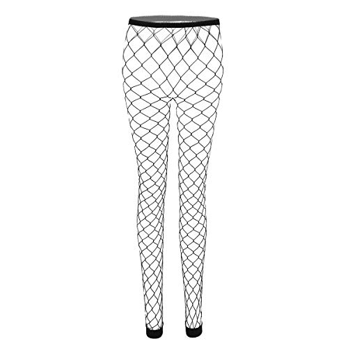 FEESHOW Frauen Sexy Strumpfhosen Netzstrümpfe Strapsstrümpfe Feinstrumpfhosen Dessous Reizwäsche Netzs Leggings Ohne Fuß Schwarz für Damen Extrem große Maschen One Size von FEESHOW