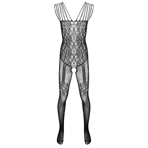 FEESHOW Herren Bodystocking Sexy Ouvert Transparent Netz Overall Ganzkörperanzug Netzstrumpfhose Erotische Unterwäsche C Einheitsgröße von FEESHOW